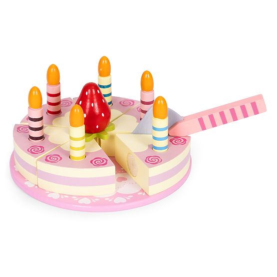 Drveni set torte na čičak svijeće jagoda za djecu 15 elemenata ECOTOYS