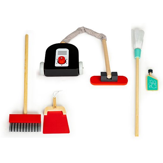 Drveni set za čišćenje kolica XXL usisavač ECOTOYS