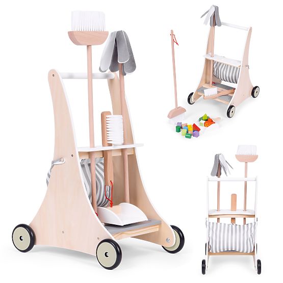 Drveni set za čišćenje s kolicima ECOTOYS