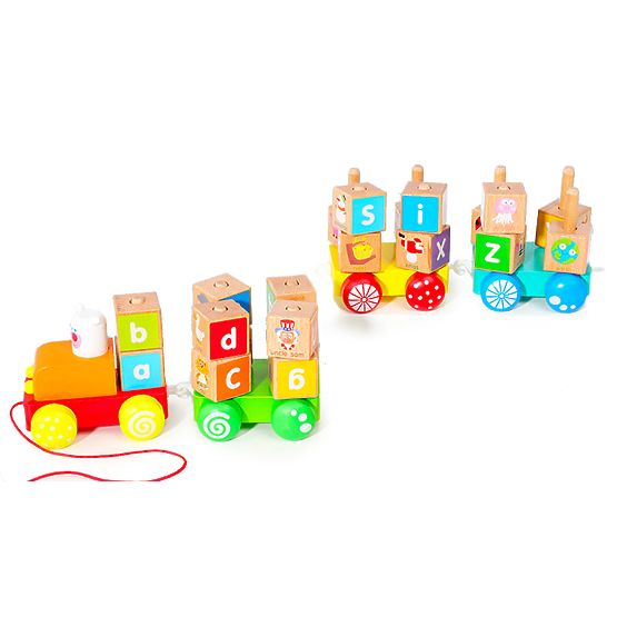 Drveni vlak velike edukativne kocke abeceda ECOTOYS