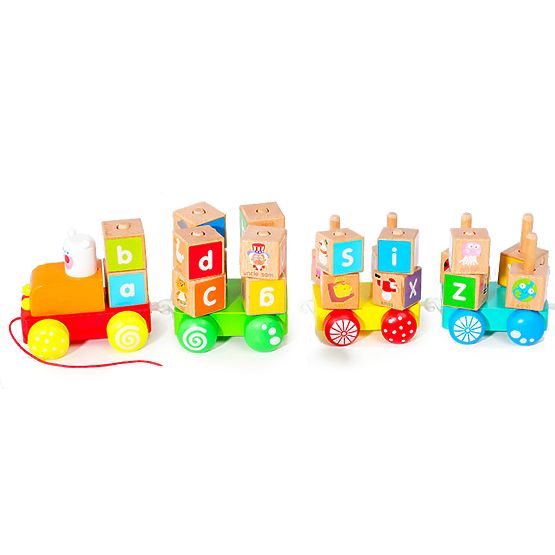 Drveni vlak velike edukativne kocke abeceda ECOTOYS