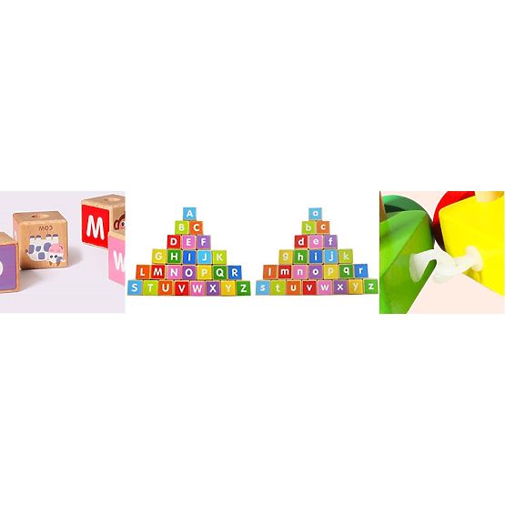 Drveni vlak velike edukativne kocke abeceda ECOTOYS