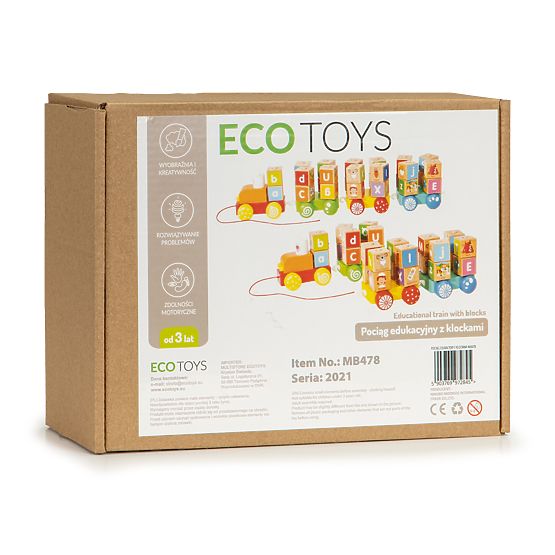 Drveni vlak velike edukativne kocke abeceda ECOTOYS
