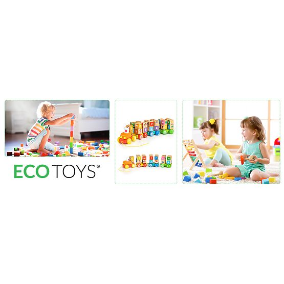 Drveni vlak velike edukativne kocke abeceda ECOTOYS