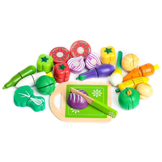 Drveno povrće za rezanje za djecu 20 komada ECOTOYS