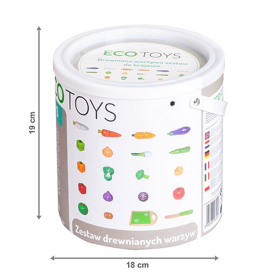 Drveno povrće za rezanje za djecu 20 komada ECOTOYS