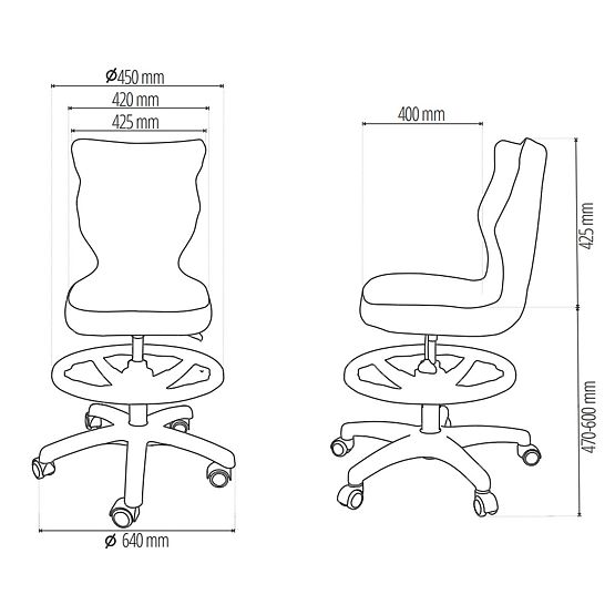 Ergonomska stolica za radni stol prilagođena visini 159-188 cm - siva
