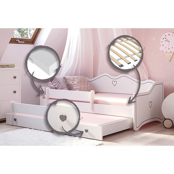 Francuski krevet EMMA s ladicom i zaštitom 160x80 siva