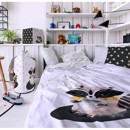 Gosp. Šumska škola posteljine Little Fox - Rakun - deka: jastuk 135 x 200 cm: 60 x 50 cm