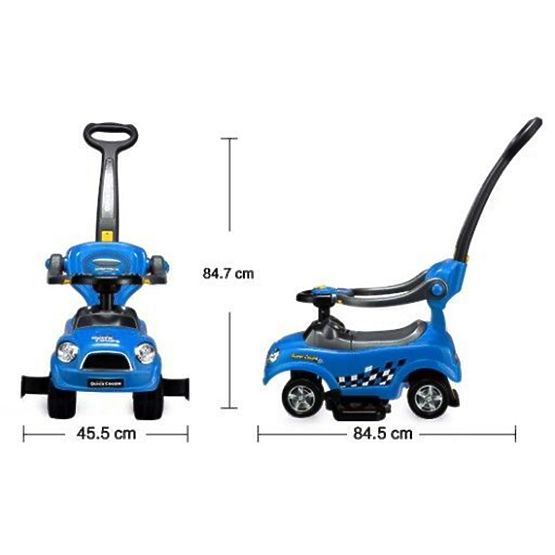 Jahač 3u1 s ručkom - plava