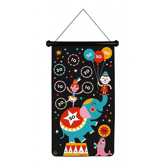 Janod Magnetna dvostrana meta Circus - 6 strelica