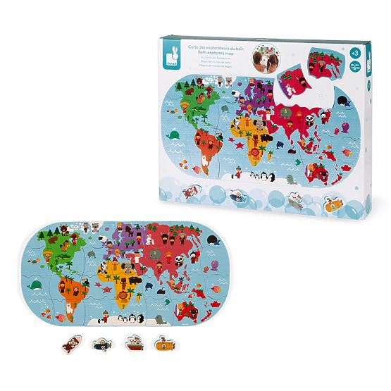 Janod Vodena igračka puzzle Karta svijeta 28 kom