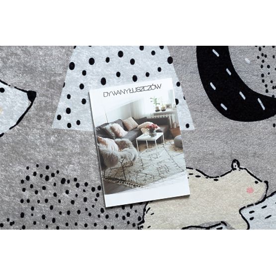 JUNIOR 51974.802 dječji tepih Medvjedi, životinje za djecu protuklizni - siva