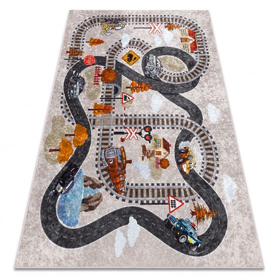 JUNIOR 51986.803 prostirka za pranje Pruga, lokomotiva za djecu protuklizna - siva