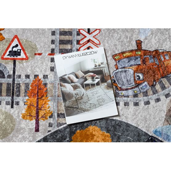 JUNIOR 51986.803 prostirka za pranje Pruga, lokomotiva za djecu protuklizna - siva