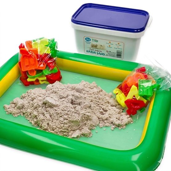 Kinetički pijesak 3 kg s pješčanikom na napuhavanje i kalupima