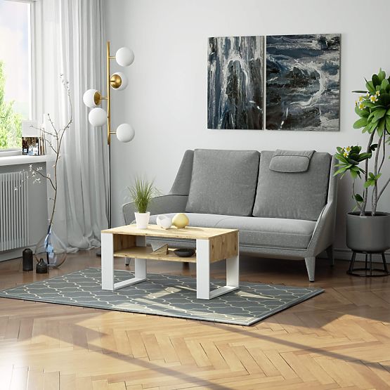 KLUBSKI STOL DOMI HRAST ARTISAN / BIJELI