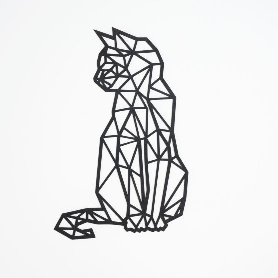 Drvena geometrijska slika - Mačka - različite boje Boja: crna