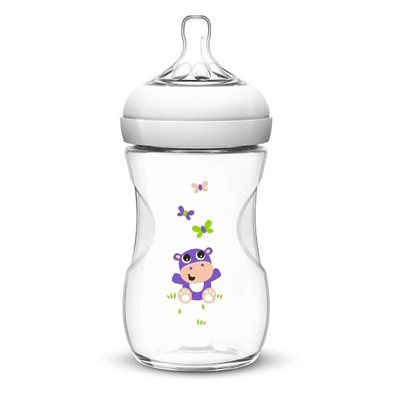 Kojenecká láhev Avent Natural 260 ml bílá hroch