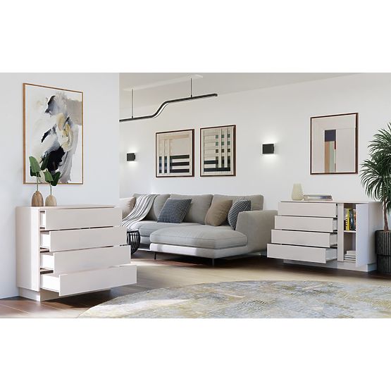 Komoda AMBER 1D4S Ormarić 1 Vrata 4 Ladice za Spavaću Sobu Dnevni Boravak KAŠMIR Bež