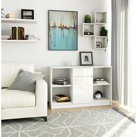 KOMODA B-17 120 cm 1 LADICA 1 VRATA PK BIJELA / BIJELI SJAJ