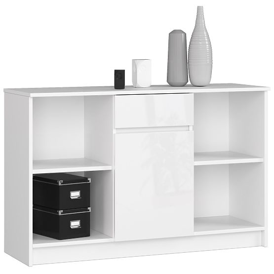 KOMODA B-17 120 cm 1 LADICA 1 VRATA PK BIJELA / BIJELI SJAJ