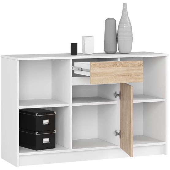 KOMODA B-17 120 cm 1 LADICA 1 VRATA PK BIJELA / SONOMA