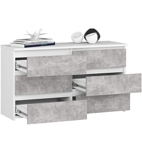 KOMODA CL100 6 LADICA PK BIJELA / BETON