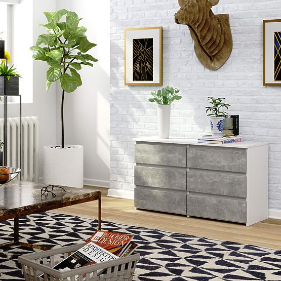 KOMODA CL100 6 LADICA PK BIJELA / BETON