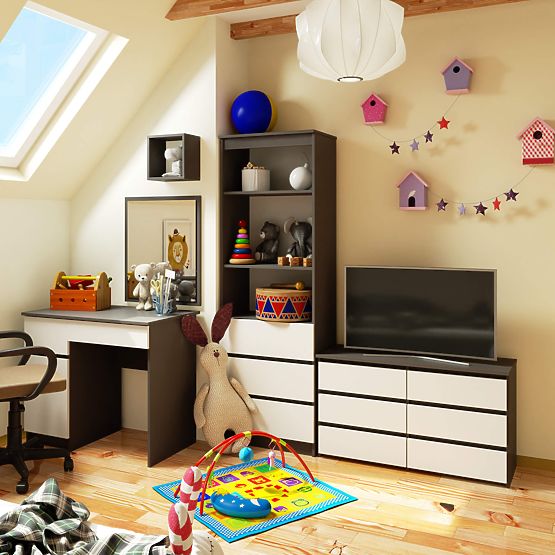 KOMODA CL100 6 LADICA SIVA / BIJELA