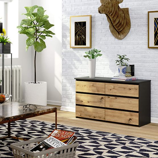 KOMODA CL100 6 LADICA SIVA / HRAST ARTISAN