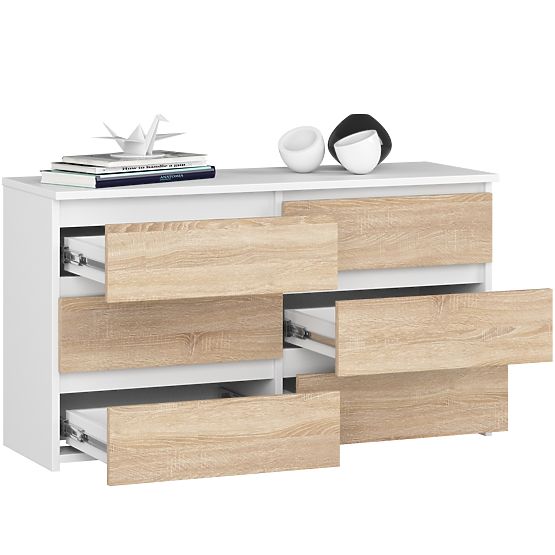 KOMODA CL100 6SZ PK BIJELA / HRAST SONOMA