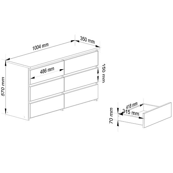 KOMODA CL100 6SZ PK HRAST SONOMA / BIJELA