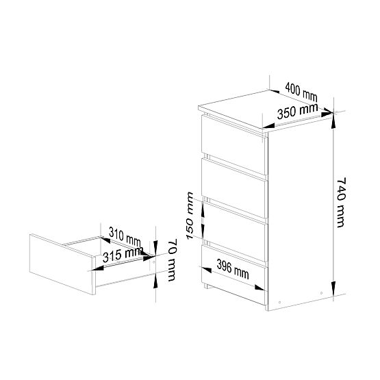 KOMODA CL4 PK BIJELA / HRAST SONOMA