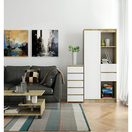 KOMODA CL5 PK HRAST ARTISAN / BIJELA