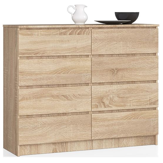 KOMODA K 120 cm 8 LADICA PK HRAST SONOMA