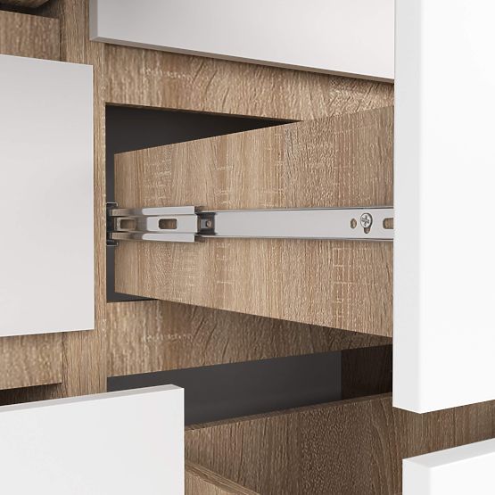 KOMODA K 120 cm 8 LADICA PK SONOMA / BIJELA