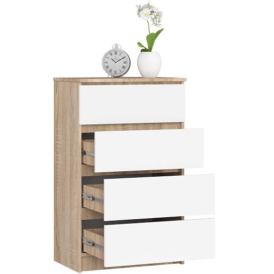KOMODA K 60 cm 4 LADICE PK SONOMA / BIJELA