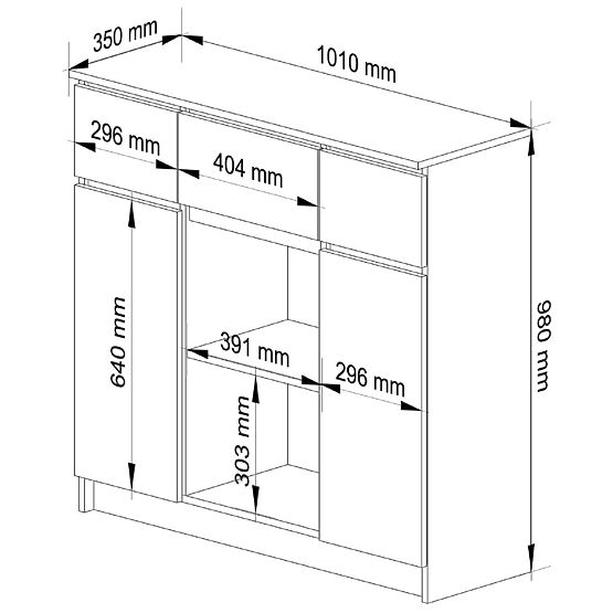 KOMODA K100 2D 3SZ 1P PK GRAFIT SIVA / DUB ARTISAN