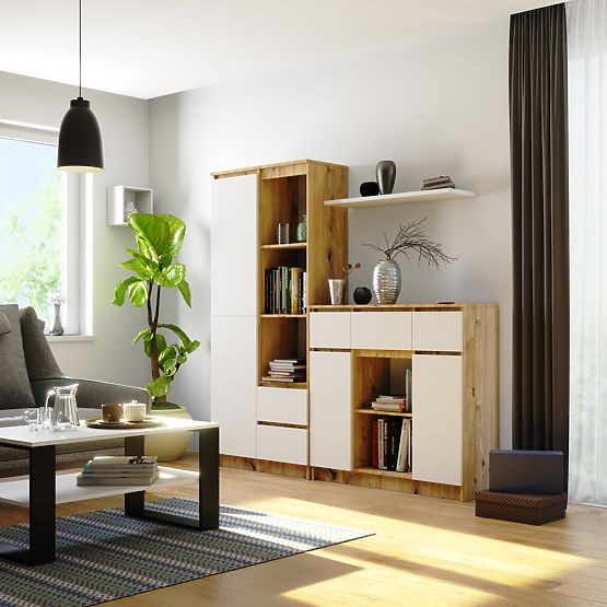 KOMODA K100 2D 3SZ 1P PK HRAST ARTISAN / BIJELA