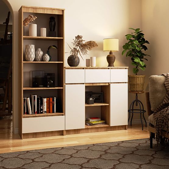 KOMODA K100 2D 3SZ 1P PK HRAST SONOMA / BIJELA