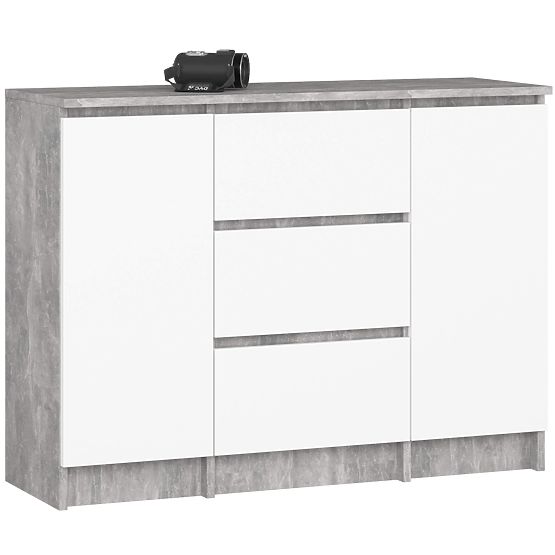 KOMODA K100 2D 3SZ PK BETON / BIJELA