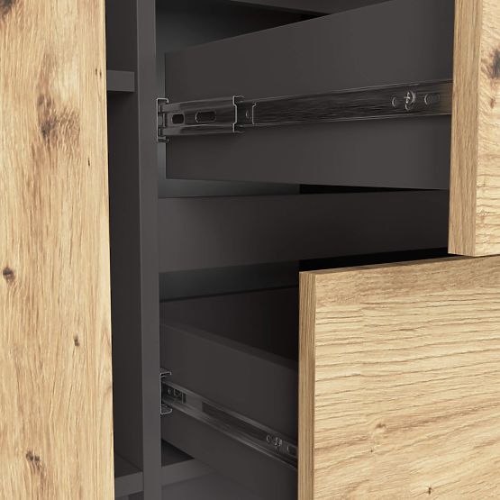 KOMODA K100 2D 3SZ PK GRAFIT SIVA / HRAST ARTISAN