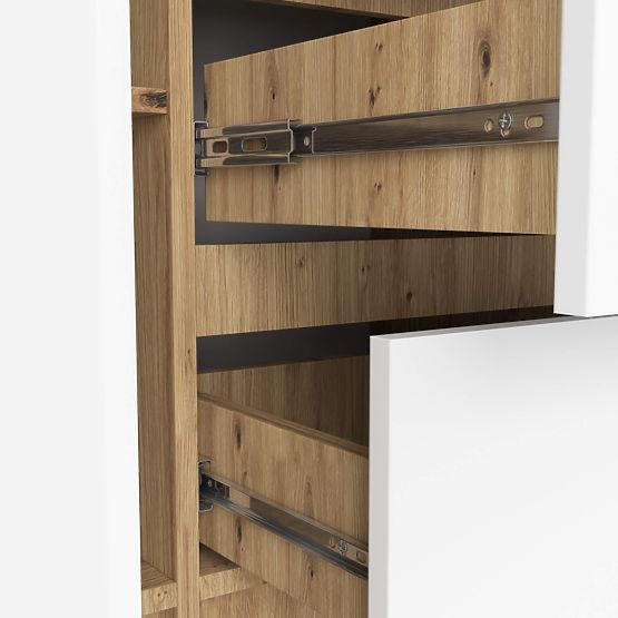 KOMODA K100 2D 3SZ PK HRAST ARTISAN / BIJELA