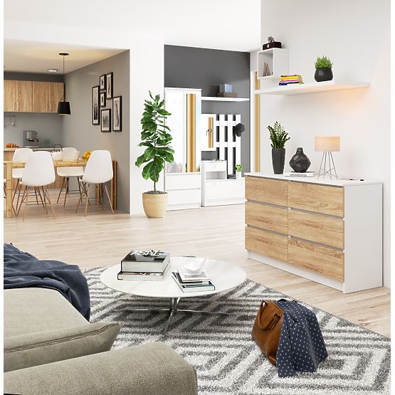 KOMODA K120 6 LADICA CLP PK BIJELA / SONOMA