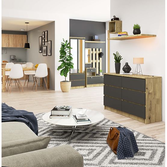 KOMODA K120 6SZ CLP HRAST ARTISAN / SIVA