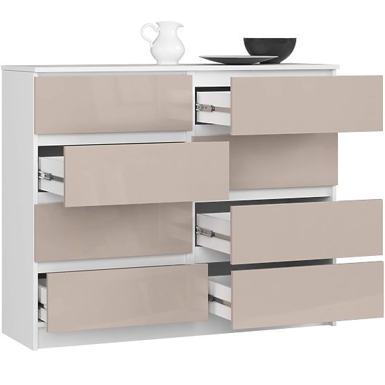 KOMODA K120 8 LADICA PK CAPPUCCINO VISOKI SJAJ