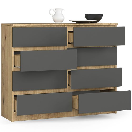 KOMODA K120 8SZ CLP PK HRAST ARTISAN / SIVA