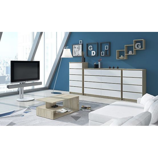 KOMODA K140 6 LADICA CLP HRAST SONOMA / BIJELA