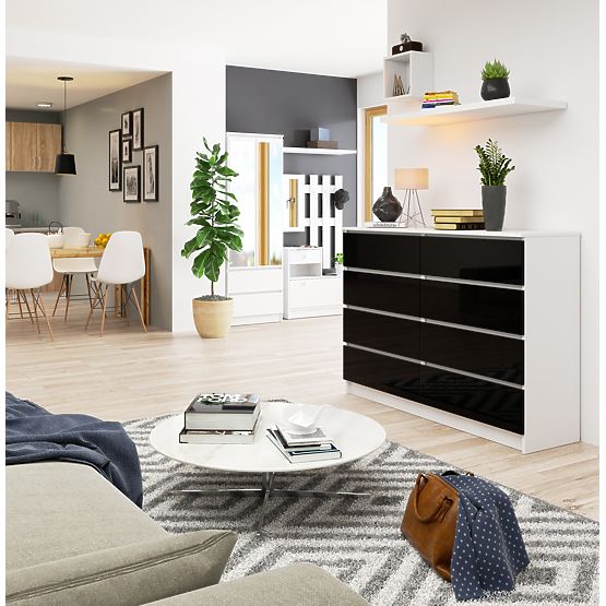 KOMODA K140 8 LADICA CLP PK CRNI SJAJ